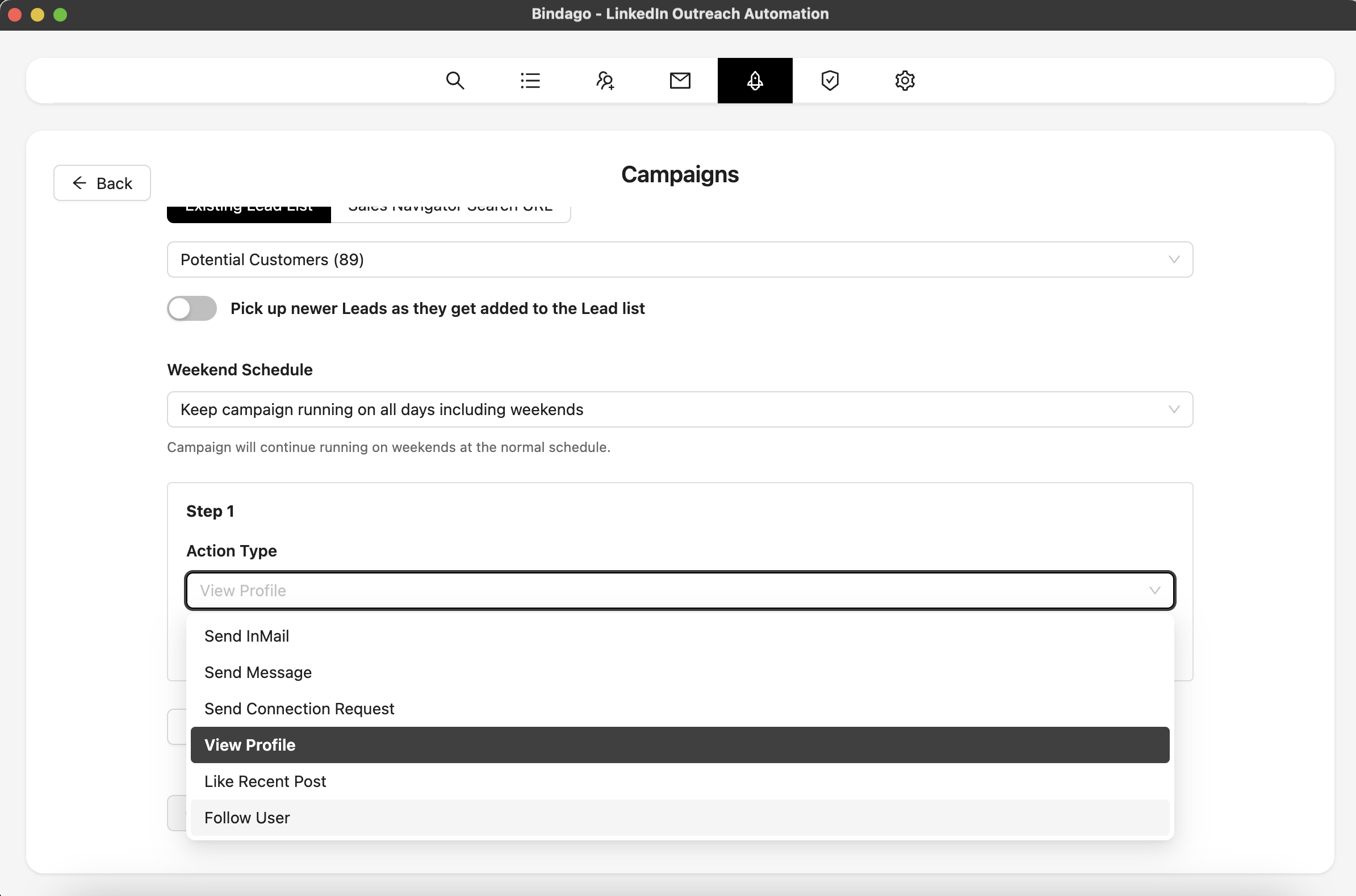 Campaign Action Configuration