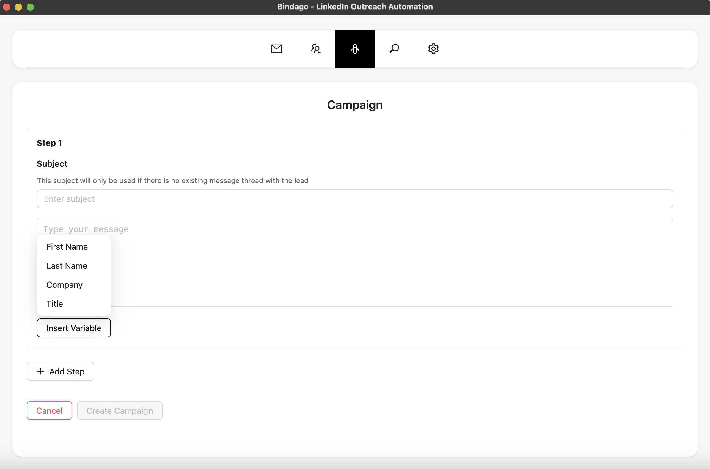 Campaign Creation Interface
