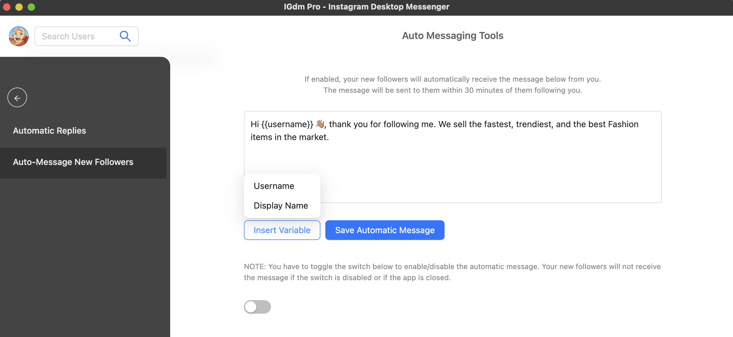 IGdm Pro Auto Message Draft