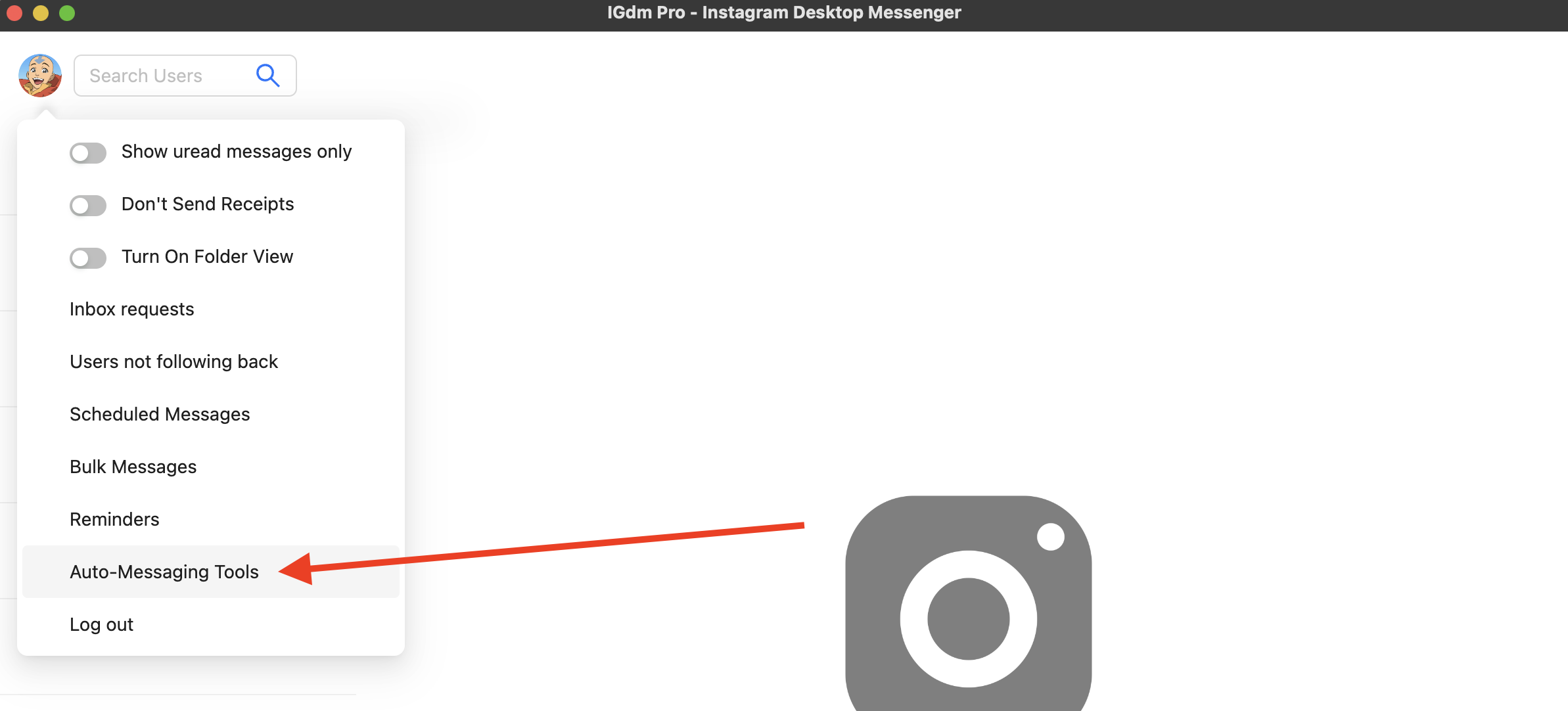 IGdm Pro navigation menu