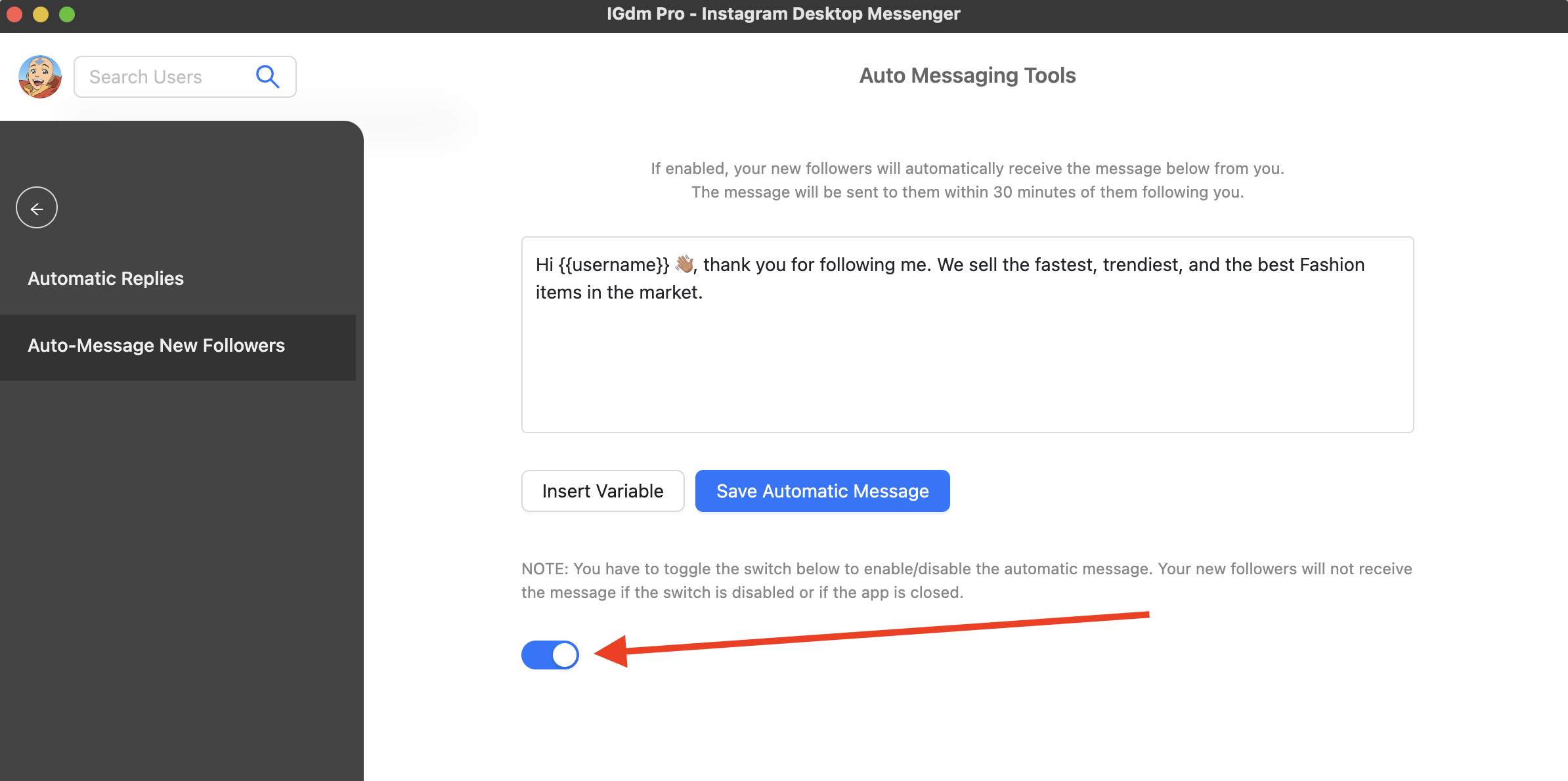 IGdm Pro Auto Message Toggle